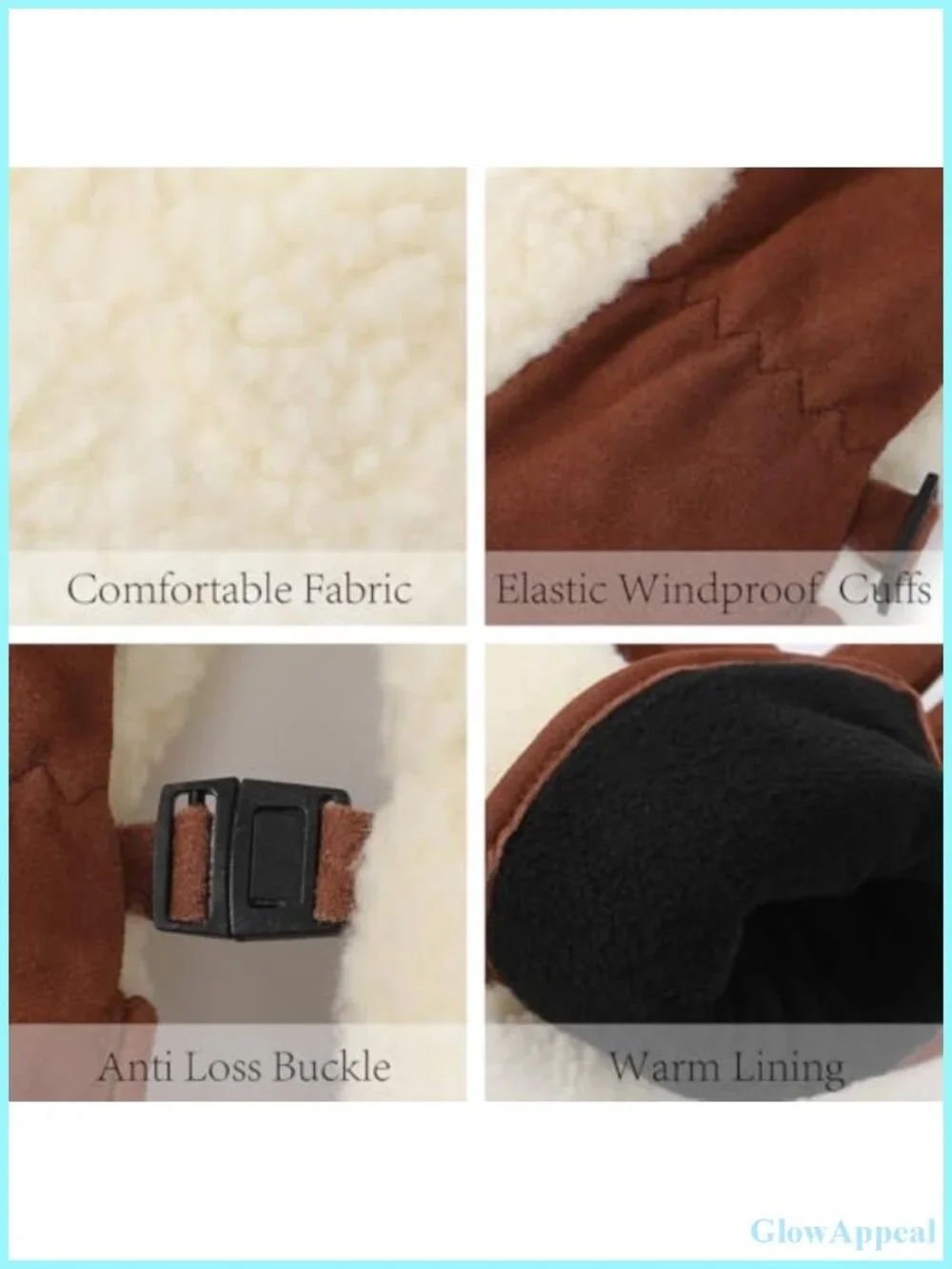 Thermal Lined Suede Sheepskin Winter Mittens with Fur Cuffs & Finger Liners